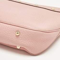 Pre Owned Gucci Light Pink Leather Anita Bamboo Hobo