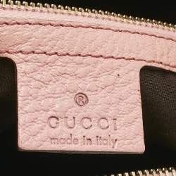Pre Owned Gucci Light Pink Leather Anita Bamboo Hobo