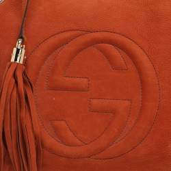 مملوكة مسبقًا حقيبة يد غوتشي سوهو جلد نوبيك برتقالي متوسط