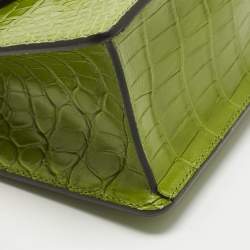 مملوكة مسبقًا حقيبة يد غوتشي ميني ويب سيلفي جلد تمساح أمريكي زيتوني بيد علوية