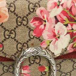 Pre Owned Gucci Beige/Burgundy GG Supreme Canvas Blooms Mini Dionysus Shoulder Bag