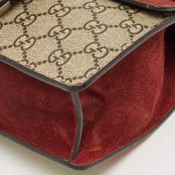 Pre Owned Gucci Beige/Burgundy GG Supreme Canvas Blooms Mini Dionysus Shoulder Bag