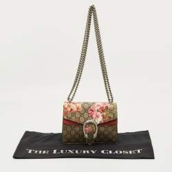 Pre Owned Gucci Beige/Burgundy GG Supreme Canvas Blooms Mini Dionysus Shoulder Bag