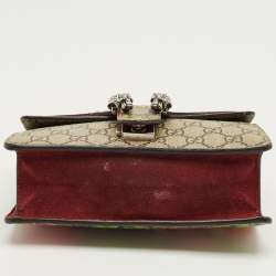 Pre Owned Gucci Beige/Burgundy GG Supreme Canvas Blooms Mini Dionysus Shoulder Bag