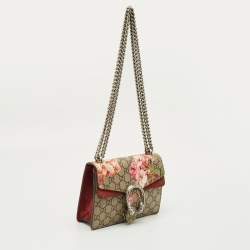 Pre Owned Gucci Beige/Burgundy GG Supreme Canvas Blooms Mini Dionysus Shoulder Bag