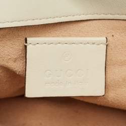Pre Owned Gucci Off White Matelassé Leather Super Mini GG Marmont Shoulder Bag