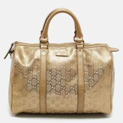 Pre Owned Gucci Gold GG Imprime Canvas Medium Joy Boston Bag