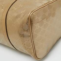 Pre Owned Gucci Gold GG Imprime Canvas Medium Joy Boston Bag