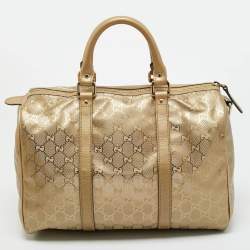 Pre Owned Gucci Gold GG Imprime Canvas Medium Joy Boston Bag