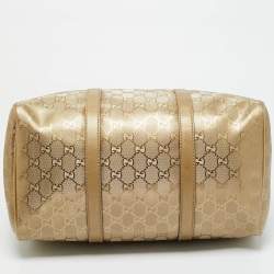 Pre Owned Gucci Gold GG Imprime Canvas Medium Joy Boston Bag