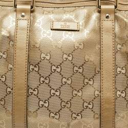 Pre Owned Gucci Gold GG Imprime Canvas Medium Joy Boston Bag