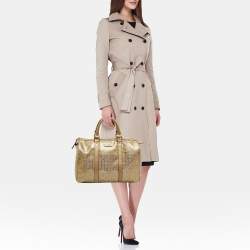 Pre Owned Gucci Gold GG Imprime Canvas Medium Joy Boston Bag