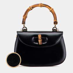 مملوكة مسبقًا Gucci Black Calfskin Bamboo Night