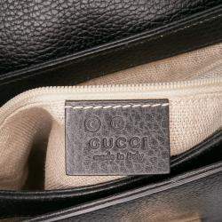 Pre Owned Gucci Black Small Dollar Calf Interlocking G Satchel