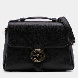 Pre Owned Gucci Black Small Dollar Calf Interlocking G Satchel