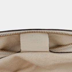 Pre Owned Gucci White Medium GG Canvas New Bamboo Satchel