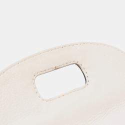 Pre Owned Gucci White Medium GG Canvas New Bamboo Satchel