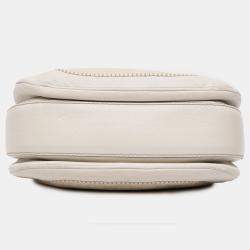 Pre Owned Gucci White Medium GG Canvas New Bamboo Satchel