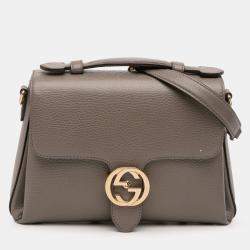 Pre Owned Gucci Grey Small Dollar Calf Interlocking G Satchel