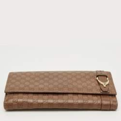 مملوكة مسبقًا محفظة كونتينتال غوتشي نايس جلد غوتشيسما مايكرو بنية