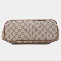 Pre Owned Gucci Beige/Brown Small GG Supreme Satchel