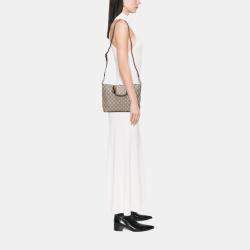 Pre Owned Gucci Beige/Brown Small GG Supreme Satchel