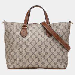 Pre Owned Gucci Beige/Brown Small GG Supreme Satchel