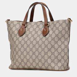 Pre Owned Gucci Beige/Brown Small GG Supreme Satchel