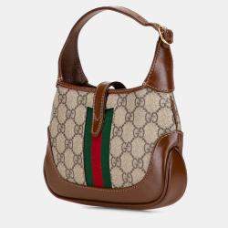 Pre Owned Gucci Brown Mini GG Supreme Web Jackie 1961 Crossbody