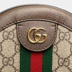 Pre Owned Gucci Beige/Brown Mini GG Supreme Round Ophidia Crossbody
