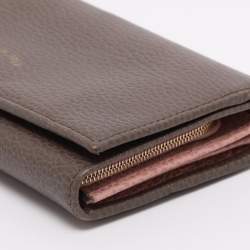 Pre Owned Gucci Taupe Leather Swing Continental Wallet