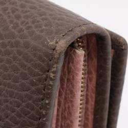 Pre Owned Gucci Taupe Leather Swing Continental Wallet