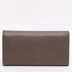 Pre Owned Gucci Taupe Leather Swing Continental Wallet