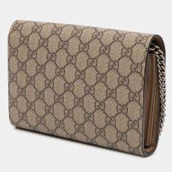 Pre Owned Gucci Beige GG Supreme Dionysus Chain Wallet