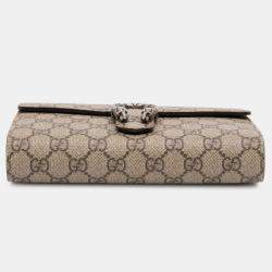 Pre Owned Gucci Beige GG Supreme Dionysus Chain Wallet