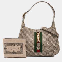 Pre Owned Gucci Brown Balenciaga The Hacker Project Small GG Supreme Web Jackie 1961