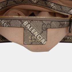 Pre Owned Gucci Brown Balenciaga The Hacker Project Small GG Supreme Web Jackie 1961