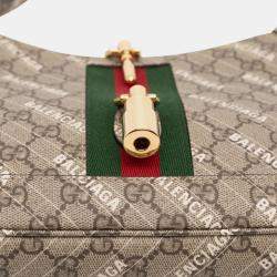 Pre Owned Gucci Brown Balenciaga The Hacker Project Small GG Supreme Web Jackie 1961