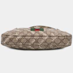 Pre Owned Gucci Brown Balenciaga The Hacker Project Small GG Supreme Web Jackie 1961