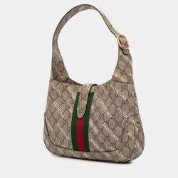 Pre Owned Gucci Brown Balenciaga The Hacker Project Small GG Supreme Web Jackie 1961