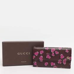 Pre Owned Gucci Multicolor Leather Heart Print Interlocking G Continental Wallet
