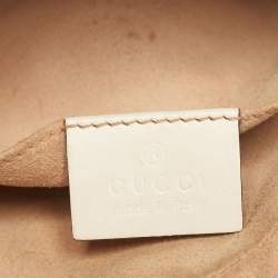 Pre Owned Gucci Off White Matelassé Leather Mini GG Marmont Camera Bag