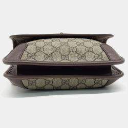 Pre Owned Gucci Beige Brown Coated canvas Supreme Small Messenger Bag