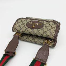 Pre Owned Gucci Beige Brown Coated canvas Supreme Small Messenger Bag