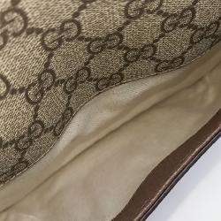 Pre Owned Gucci Beige Brown Coated canvas Supreme Small Messenger Bag