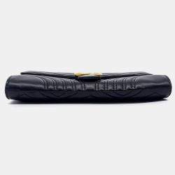 Pre Owned Gucci Black Leather Marmont Matelasse Clutch