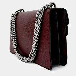 Pre Owned Gucci Burgundy Leather Dionysus Chain Shoulder Bag