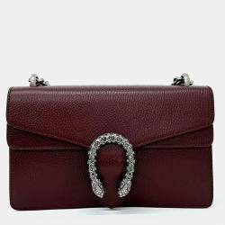 Pre Owned Gucci Burgundy Leather Dionysus Chain Shoulder Bag