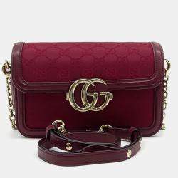 Pre Owned Gucci Red Canvas and Leather Go Small Shoulder Bag