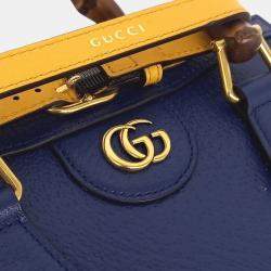 Pre Owned Gucci Blue Leather Diana Tote and Shoulder Bag